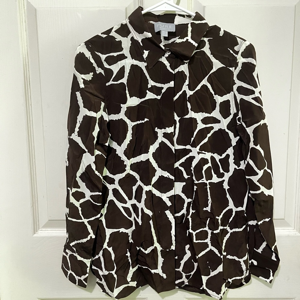 Pure Collection Chocolate and Ivory blouse